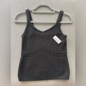 Old Navy Black Knit Crochet Tank Top